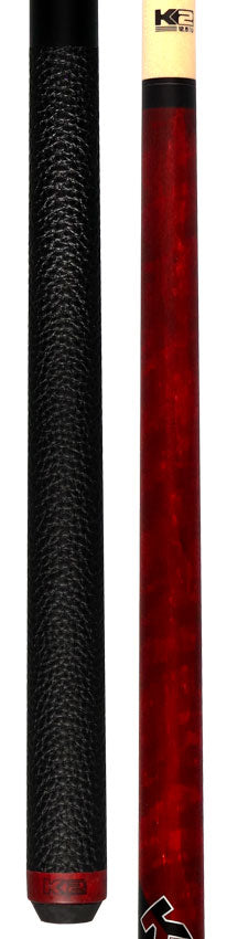 K2 KLCRD Pool Cue with Leather Wrap - Matte Red-Stained Maple with 12.50mm LD Shaft
