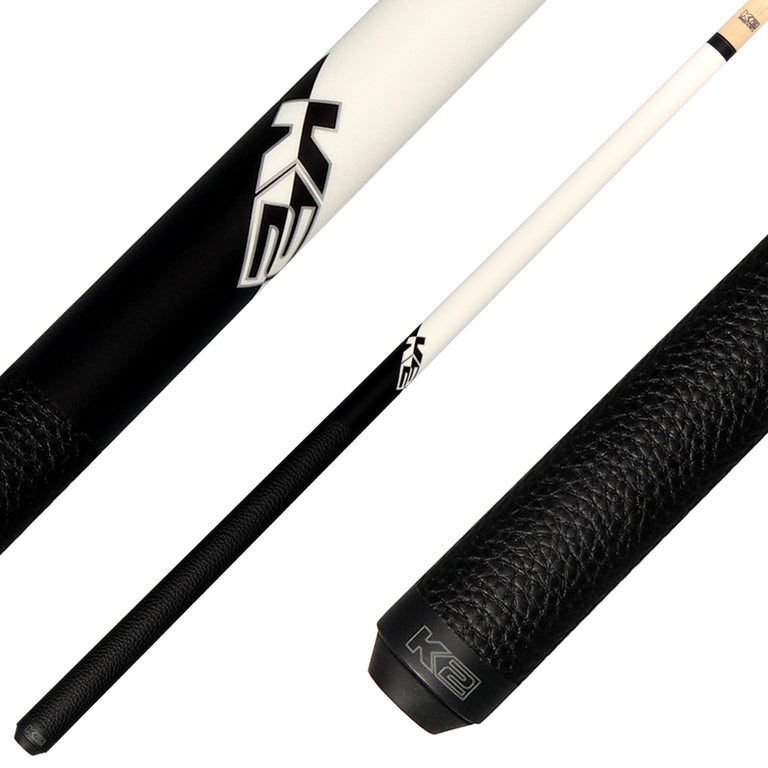 K2 Matte White Play Cue with Leather Wrap and LD 11.75mm Shaft - KLCWH