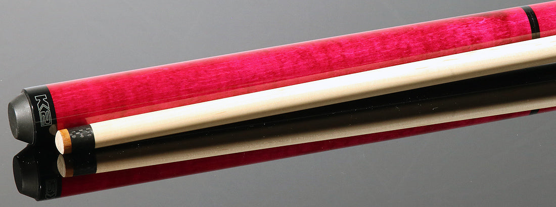 K2 Black Pink with Curly Maple 6 in 1 No Wrap Break/Jump Pool Cue