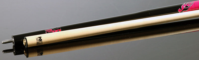 K2 Black Pink with Curly Maple 6 in 1 No Wrap Break/Jump Pool Cue