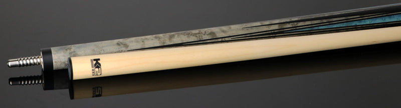 K2 KLLE1N No Wrap Graphic Pool Cue - Matte Gray-Stained Maple and Blue Points with 12.50mm LD Shaft