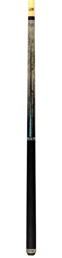 K2 KLLE1W Graphic Pool Cue with Leather Wrap - Matte Gray-Stained Maple and Blue Points Leather Wrap Pool Cue with 11.75 LD Shaft