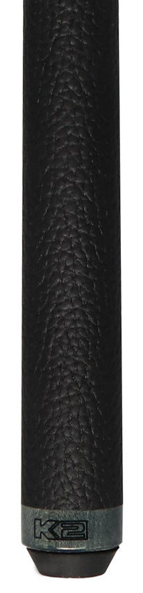 K2 KLLE2W Leather Wrap Pool Cue - Black Painted Maple and Gray/Red Points Graphic with 11.75mm LD Shaft