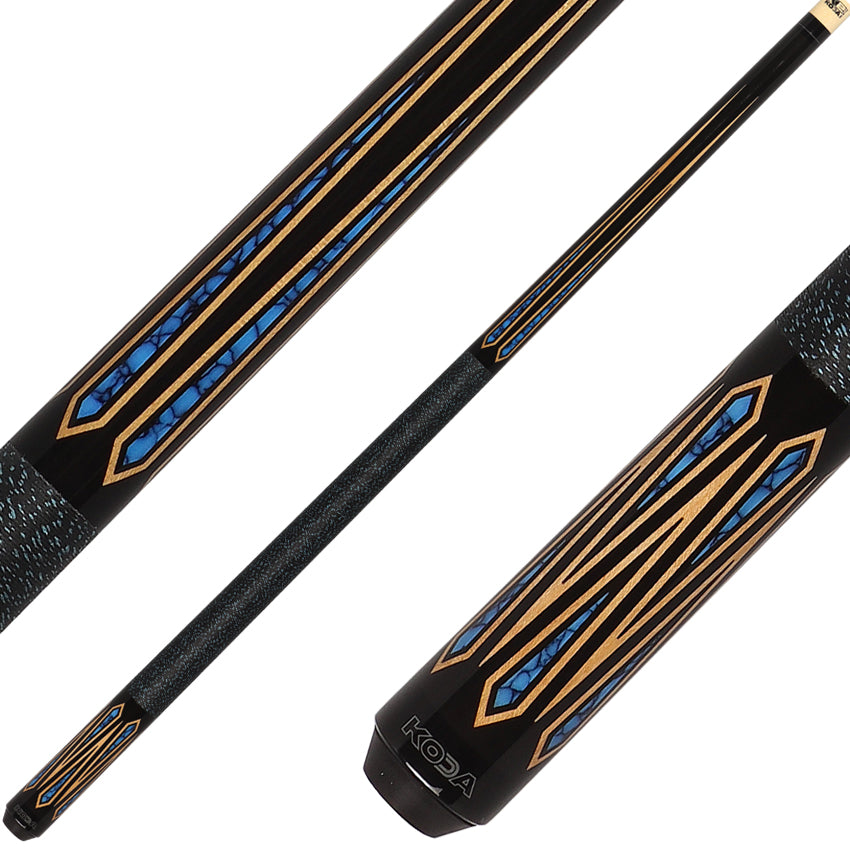 K2 KLSE11 Pool Cue - 6 Point Black with Turqouise Inlays with 12.5mm LD Shaft