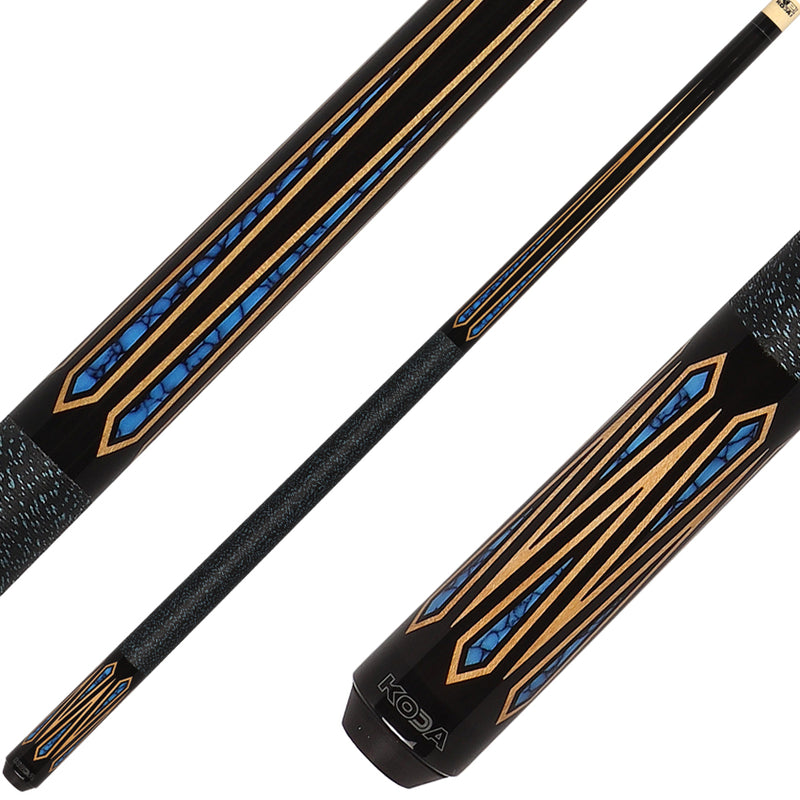 K2 KLSE11 Pool Cue - 6 Point Black with Turqouise Inlays with 12.5mm LD Shaft