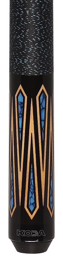 K2 KLSE11 Pool Cue - 6 Point Black with Turqouise Inlays with 12.5mm LD Shaft