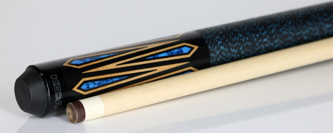 K2 KLSE11 Pool Cue - 6 Point Black with Turqouise Inlays with 12.5mm LD Shaft