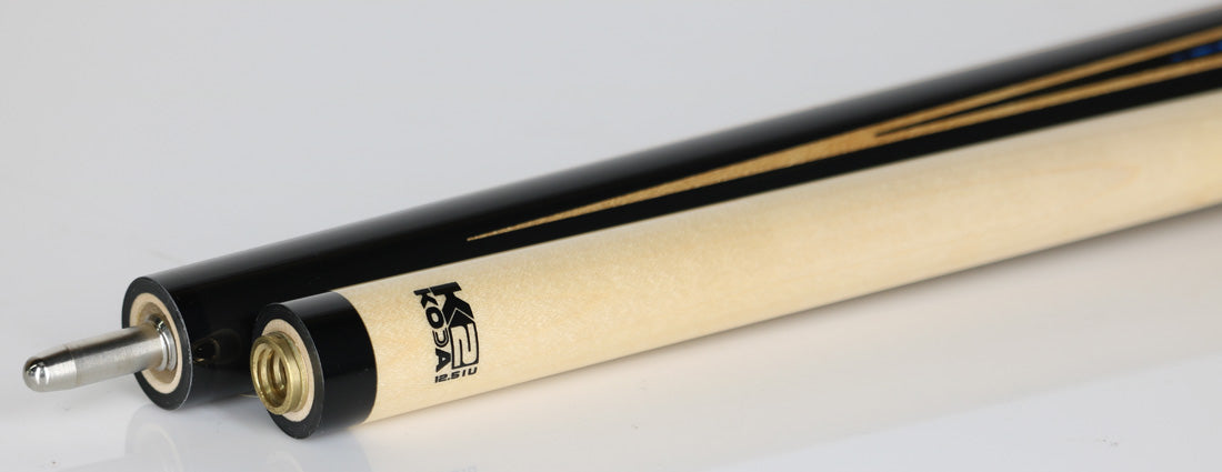 K2 KLSE11 Pool Cue - 6 Point Black with Turqouise Inlays with 12.5mm LD Shaft