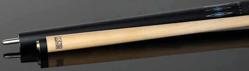 K2 KLSE13 Pool Cue - Matte Black with Turquoise Diamond Graphic and 11.75mm LD Wood Shaft