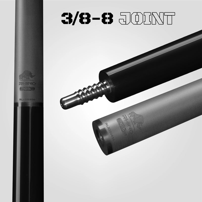 Rhino RCLUMNWBK125 Luminax Series No Wrap Pool Stick - Jet Black
