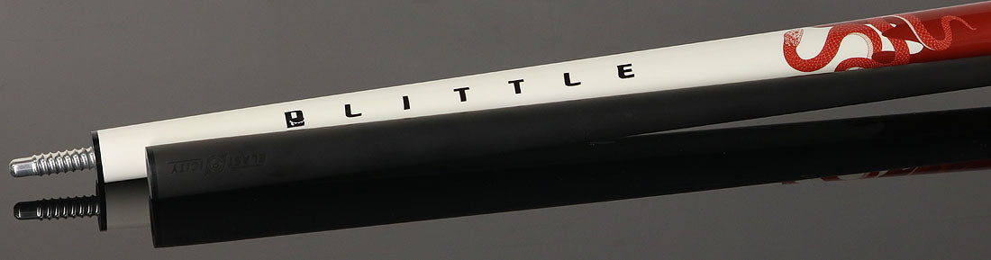 Little Monster LMCS No Wrap Play Cue with Carbon Fiber Shaft - White with Red Snake Graphic