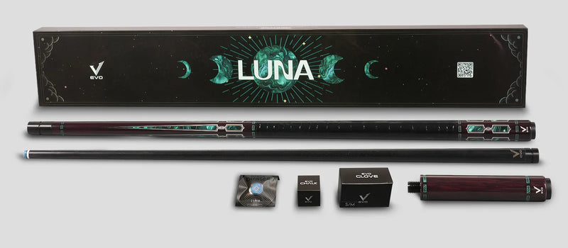 EVO Luna Malachite Eclipse Leather Wrap Pool Cue Maxbing Edition