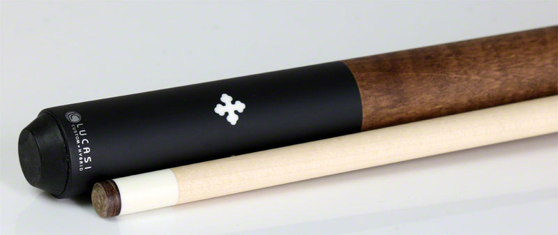 Lucasi Zero Flexpoint Matte Black with 4 Imitation Bone Inlays and Walnut Stained Curly Maple Wrapless Pool Cue - LZC58