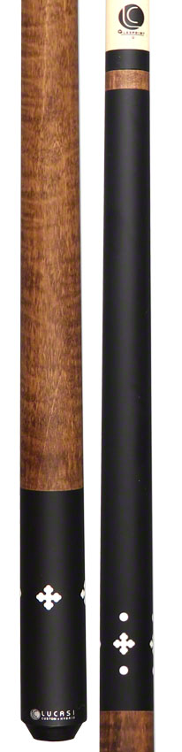 Lucasi Zero Flexpoint Matte Black with 4 Imitation Bone Inlays and Walnut Stained Curly Maple Wrapless Pool Cue - LZC58