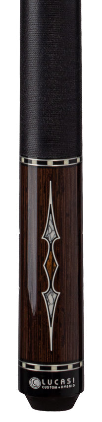 Lucasi Custom LZC61 Pool Cue with Black Linen Wrap - Black Palm & Bocote/White Recon