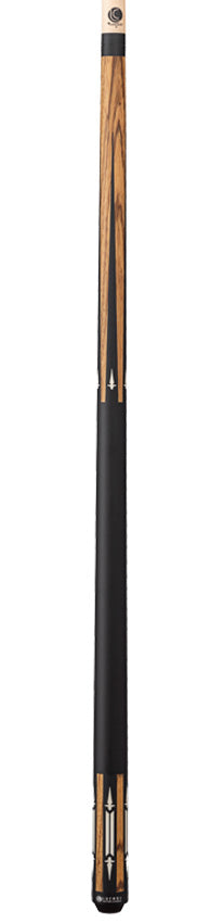 Lucasi Custom LZC62 Wrapless Pool Cue - Matte Zebrawood, Black, and White Inlays