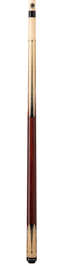 Lucasi Custom LZC63 Wrapless Pool Cue - Natural Birdseye Maple with Black / White and Mother of Pearl Inlays