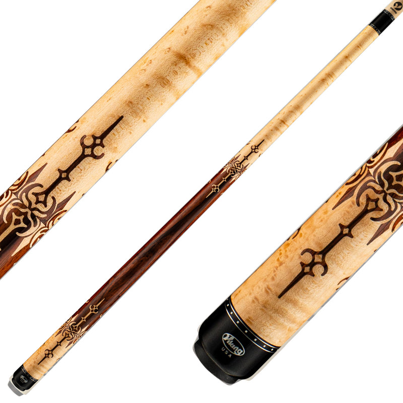 Viking MT0604 Motore Series Play Cue - Khaki-Stained Birdseye Maple with East Indian Rosewood Inlays