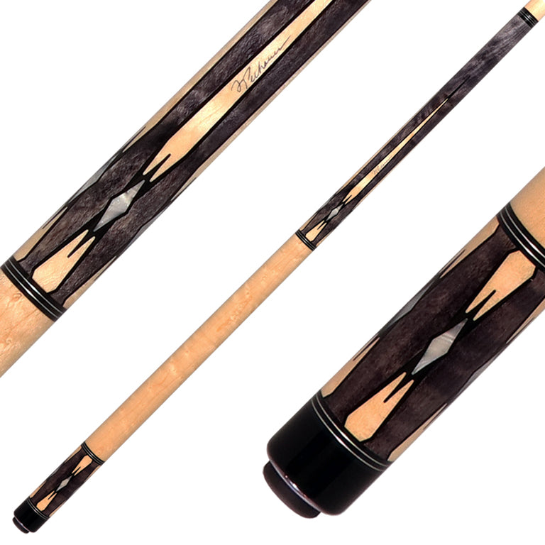 Pechauer P09R Pro R Series No Wrap Pool Cue - Smoke-Stained Maple with Maple Points and Pearl Diamonds