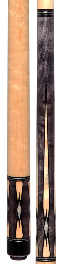 Pechauer P09R Pro R Series No Wrap Pool Cue - Smoke-Stained Maple with Maple Points and Pearl Diamonds