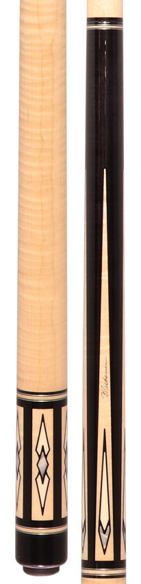 Pechauer P11R Pro R Series No Wrap Pool Cue - Ebony-Stained Maple with Maple Points and Pearl Diamonds