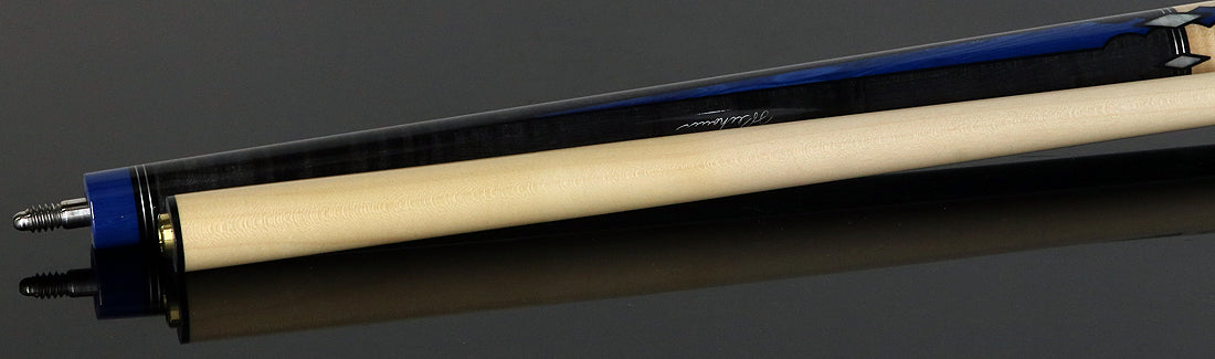 J Pechauer P12R Pro Series Pool Cue - Carbon Stain with Blue Juma and Pearl Inlays