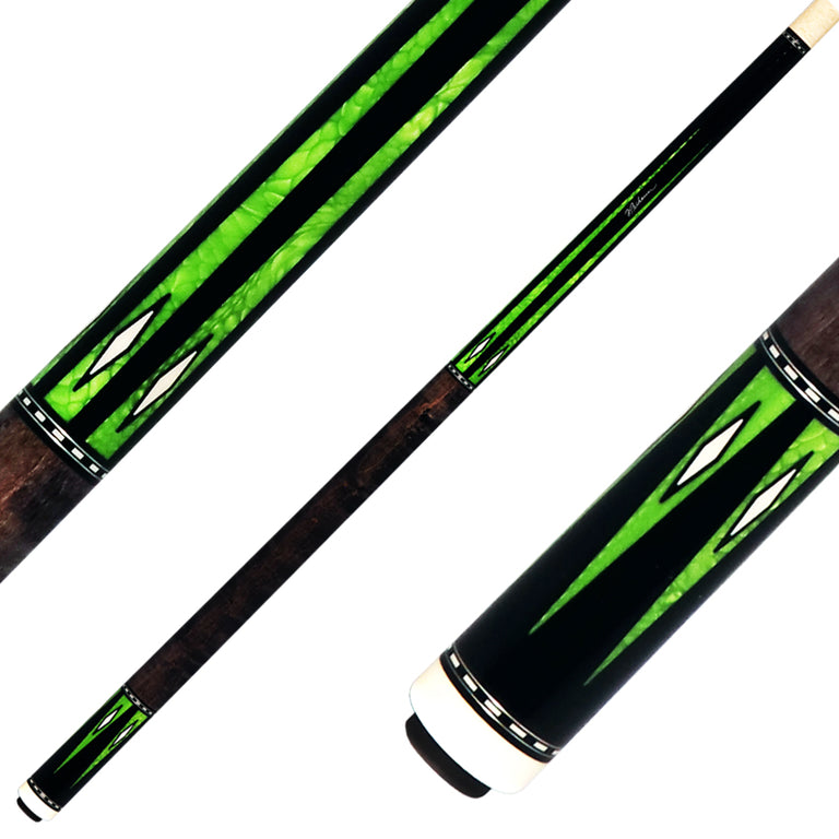 J Pechauer P21R Pro R Series No Wrap Pool Cue - Ebony-Stained Maple with Green Exotic Points