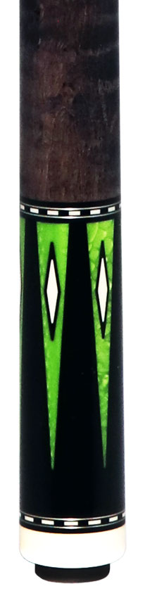 J Pechauer P21R Pro R Series No Wrap Pool Cue - Ebony-Stained Maple with Green Exotic Points