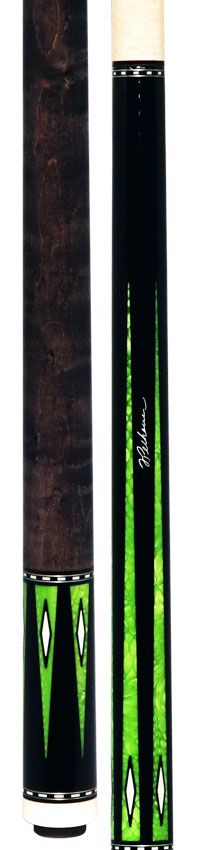 J Pechauer P21R Pro R Series No Wrap Pool Cue - Ebony-Stained Maple with Green Exotic Points