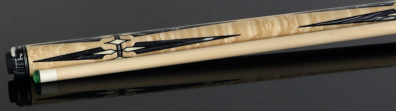 J Pechauer P22R Pro R Series No Wrap Pool Cue - No-Stained Maple with Black and White Malachite Points