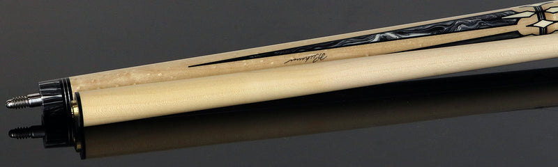 J Pechauer P22R Pro R Series No Wrap Pool Cue - No-Stained Maple with Black and White Malachite Points