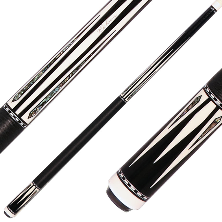 Pechauer P23R Pro R Series Pool Cue - Ebony-Stained Maple with Sim. Ivory Points and Abalone Inlays with Irish Linen Wrap