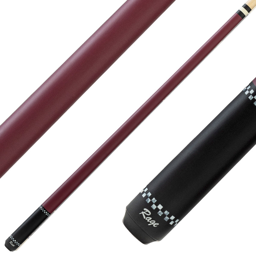 Rage RG05 Wrapless Pool Cue - Plum Red with Checkers