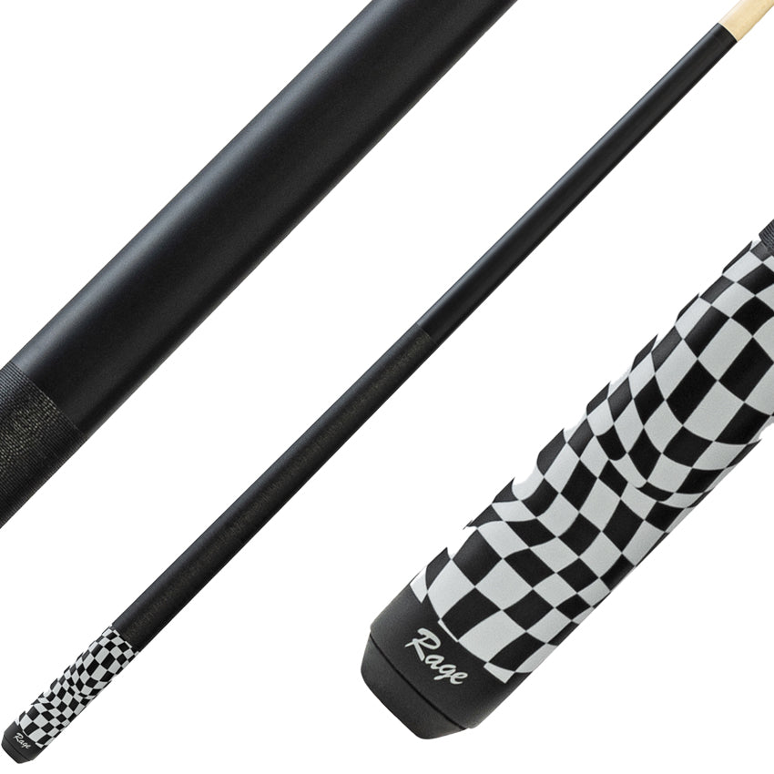 Rage RG06 Pool Cue with Nylon Wrap - Black Warped Checkers