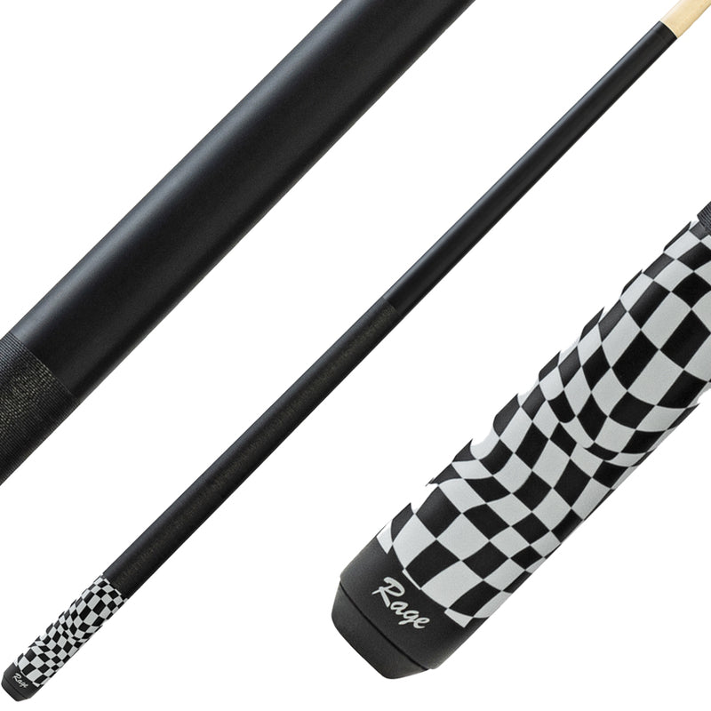 Rage RG06 Pool Cue with Nylon Wrap - Black Warped Checkers