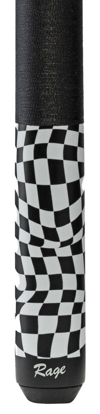 Rage RG06 Pool Cue with Nylon Wrap - Black Warped Checkers