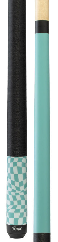 Rage RG07 Pool Cue with Pressed Nylon Wrap - Sky Blue Warped Checkers