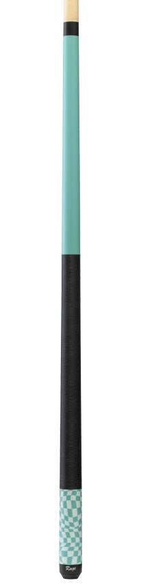 Rage RG07 Pool Cue with Pressed Nylon Wrap - Sky Blue Warped Checkers
