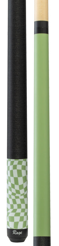 Rage RG08 Pool Cue with Pressed Nylon Wrap - Lime Green Warped Checkers