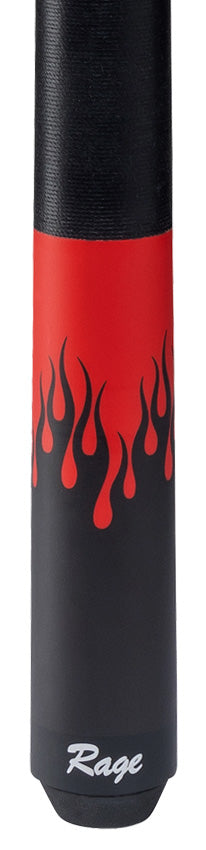 Rage RG51 Pool Cue with Black Linen Wrap - Matte Red Forearm and Black Flames