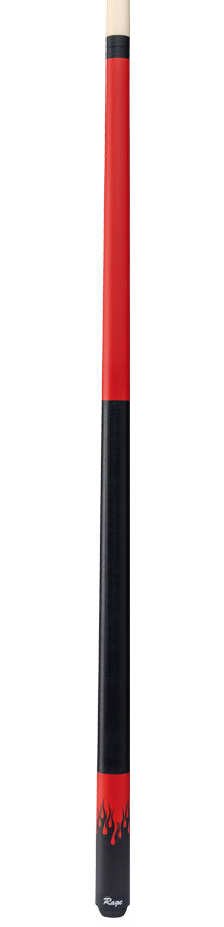 Rage RG51 Pool Cue with Black Linen Wrap - Matte Red Forearm and Black Flames