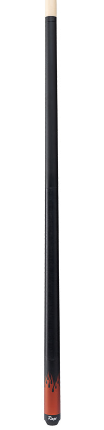 Rage RG52 Pool Cue with Black Linen Wrap - Matte Black Forearm and Orange Flames
