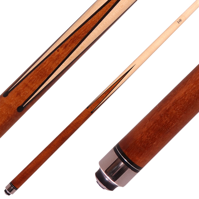 Star S01 Hustler No Wrap Pool Cue - Birdseye Maple with Cherry-Stained Points