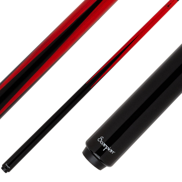 Scorpion SCO120 Sneaky Pete Pool Cue - Red and Black with Carbon Fiber Shaft