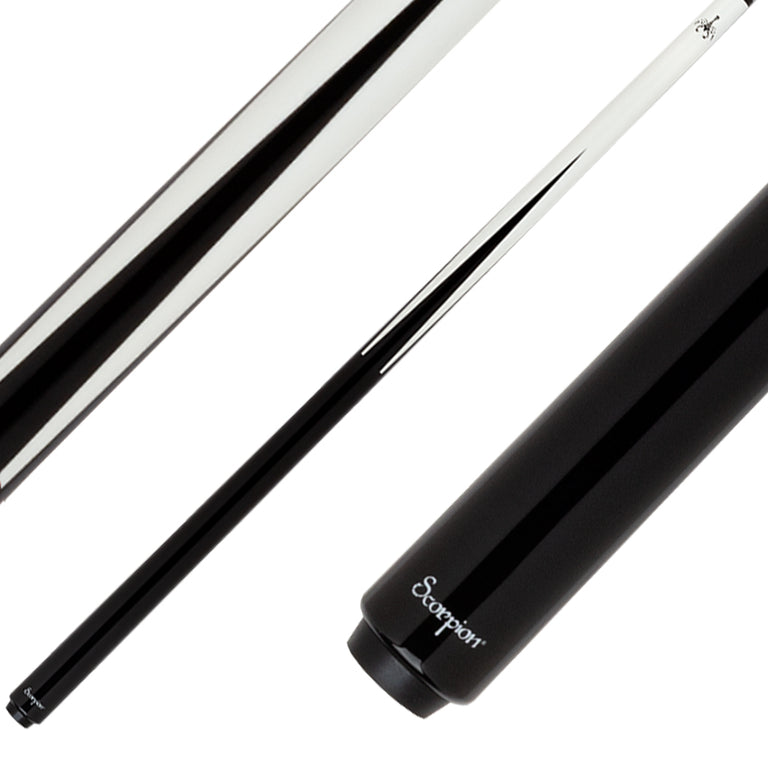 Scorpion SCO121 Sneaky Pete Pool Cue - White and Black with Carbon Fiber Shaft