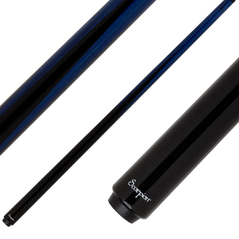 Scorpion SCO122 Sneaky Pete Pool Cue - Blue and Black with Carbon Fiber Shaft