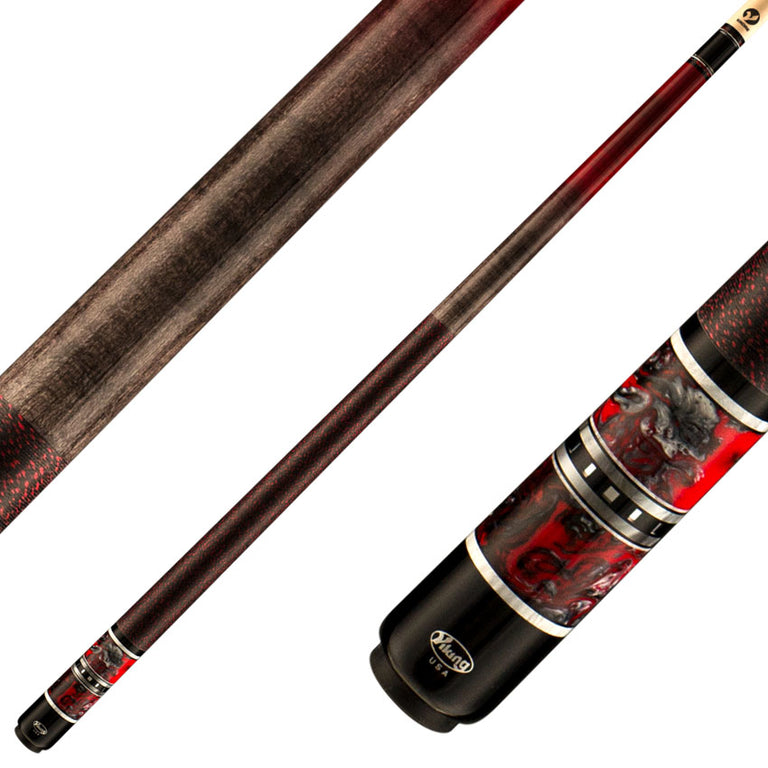 Viking TW0216 Twilight Series Play Cue - Smoke and Crimson Faded Stained Curly Maple with Crimson Storm Premium Pearl