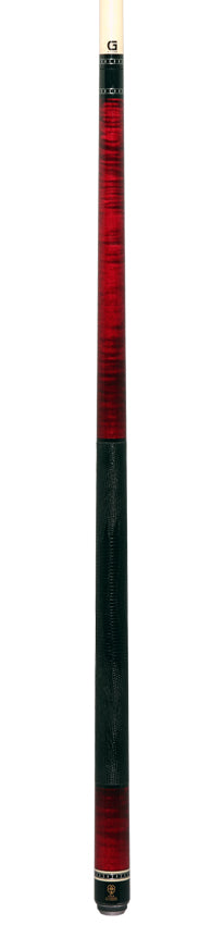 McDermott H651 H-Series Pool Cue - Burgundy Stained Curly Maple with Embossed Lizard LeatherWrap
