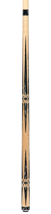J Pechauer P22R Pro R Series No Wrap Pool Cue - No-Stained Maple with Black and White Malachite Points