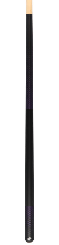 Dufferin D349 No Wrap Pool Cue - Matte Black with Purple Triangle Design Graphic
